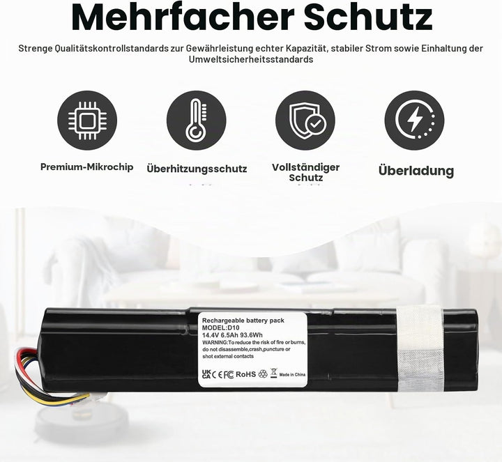 ANTIEE 6500mAh Robot Ersatz Akku für Neato Robotics D8 D9 D10 945-0356 945-0373 905-0596 205-0023 20