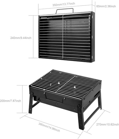 AGM Holzkohlegrill Picknickgrill Edelstahl Kleiner Grill Portable Campinggrill Abnehmbare BBQ Grills