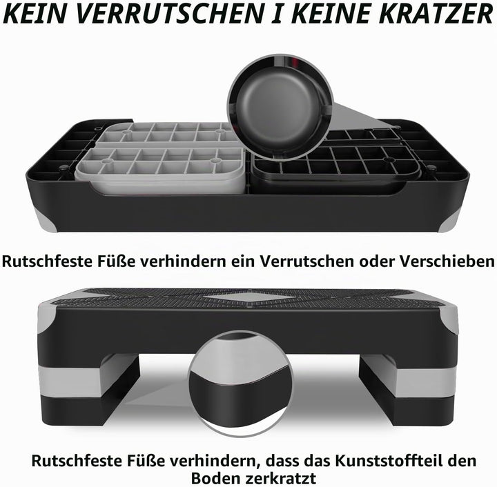 Aerobic Steppbrett Höhenverstellbar Stepper mit 3 Stufen 10/15/20cm, rutschfest Fitness Step-Bench f