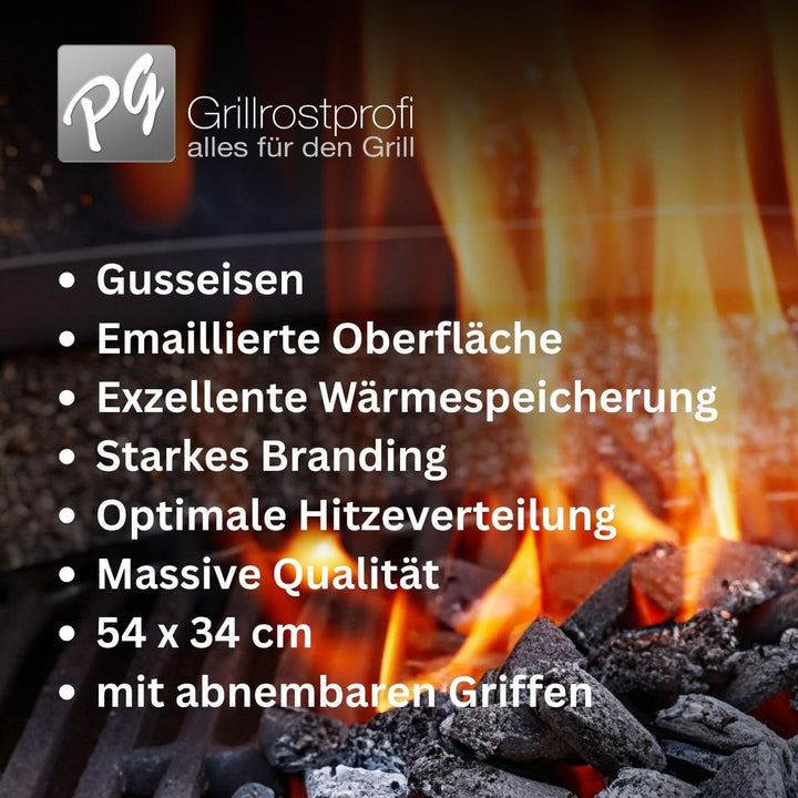 Grillrostprofi Gusseisen-Grillrost 54 x 34 cm mit abnehmbaren Handgriffen