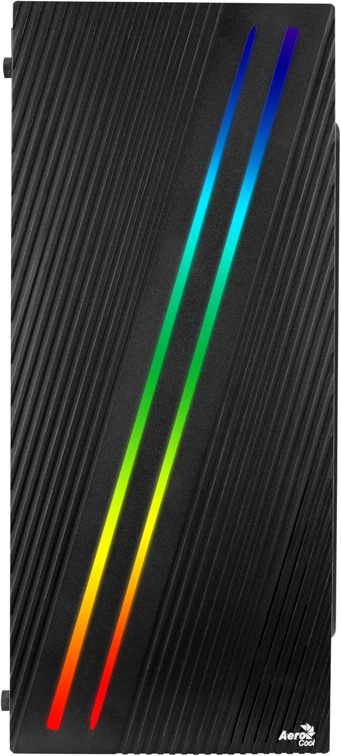 Aerocool Streak PC Gaming Case, Mid-Tower, ATX, RGB, 18 Lighting modes, Full Window, Ideal for First