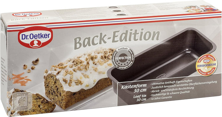 Dr. Oetker Kastenform 30 cm, Königskuchenform der Serie Back-Edition mit Antihaftbeschichtung, zusät