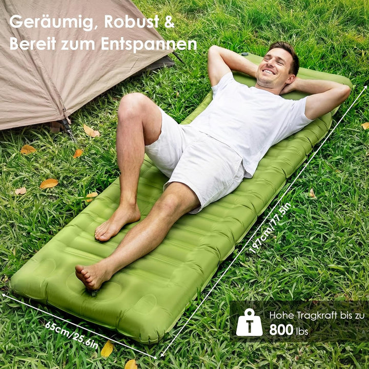 Minthouz Isomatte Camping, Ultraleicht Luftmatratze Camping mit Fusspumpe & Kissen Tragbare Aufblasb