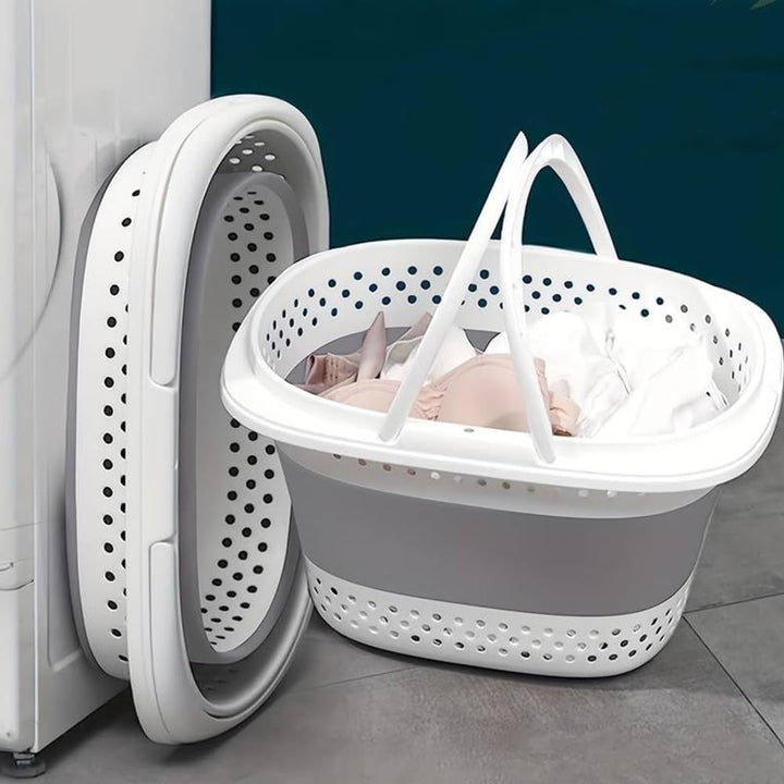 Faltbarer Wäschekorb aus Kunststoff und Silikon, 32 l, zusammenklappbarer Pop-Up-Aufbewahrungsbehält