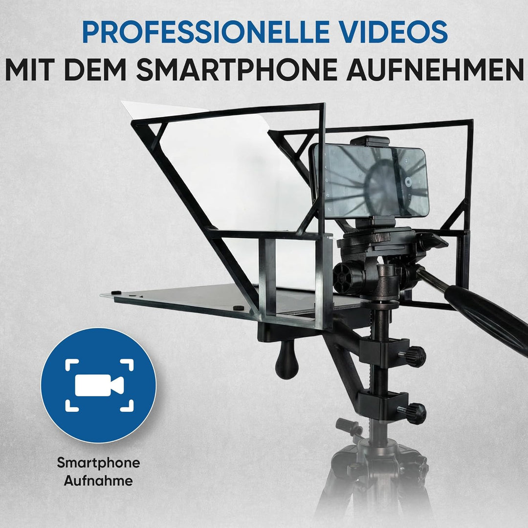 NEO Teleprompter für Kamera, Smartphone & Tablet – Autocue Prompter kompatibel mit DSLR, Webcam & iP