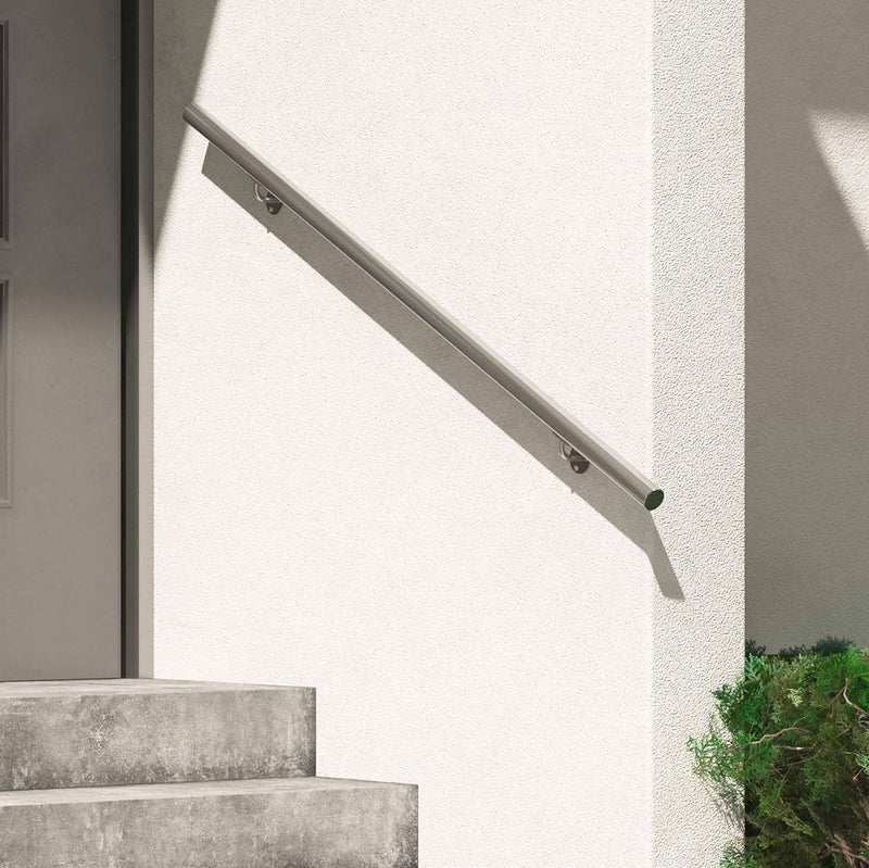 DOLLE Edelstahl Handlauf | Handlaufset 150 cm (kürzbar)| inkl. Halterung V2A | Ø 42,4 mm | Wandhandl