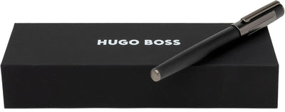 Hugo Boss Gear Ribs Tintenroller aus Messing und Aluminium in der Farbe Black, Länge: 13,8cm, Tinten