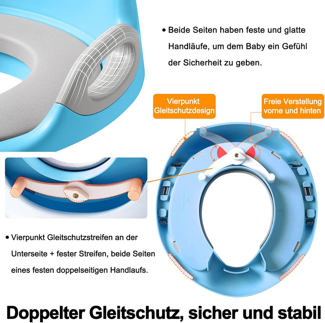 Toilettensitz Kinder Toilettenaufsatz mit PU Gepolstert und Spritzschutz WC Sitz Klositz Toilettentr