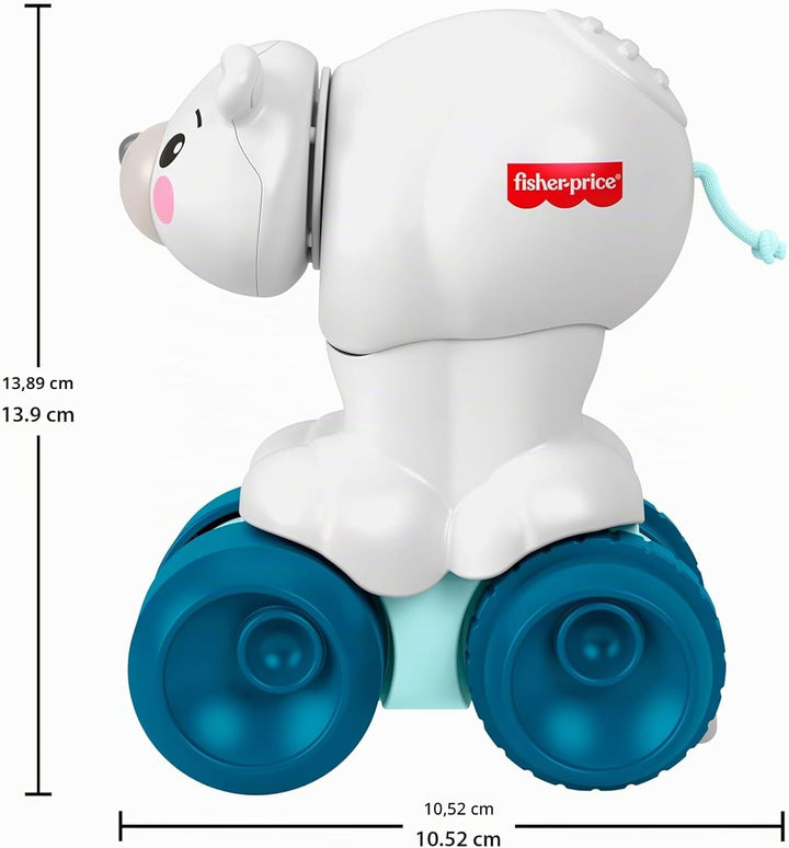 Mattel Fisher-Price Babyspielzeug Eisbär zum Hinterherkrabbeln, Aktivitätsfahrzeug zum Thema Tier mi
