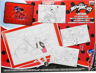 Miraculous Ladybug - A4 Leuchttisch, Neoprenhülle, Zeichenset mit USB-Ladegerät und Malvorlagen, Kun