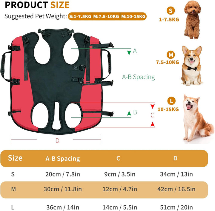 PETCUTE Hunde-Tragegeschirr,Hundegeschirr-Rucksack für grosse Hundes,Ganzkörpergeschirr mit Griff,Ve