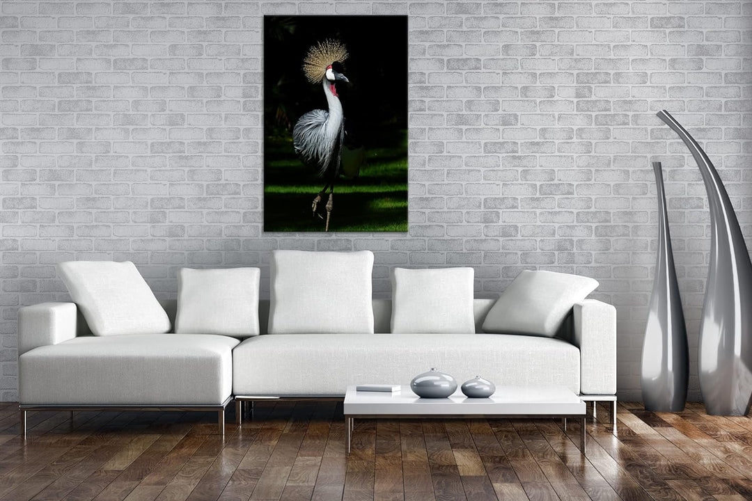 deyoli edler Kranich Format: 80x60 als Leinwand, Motiv fertig gerahmt auf Echtholzrahmen, Hochwertig