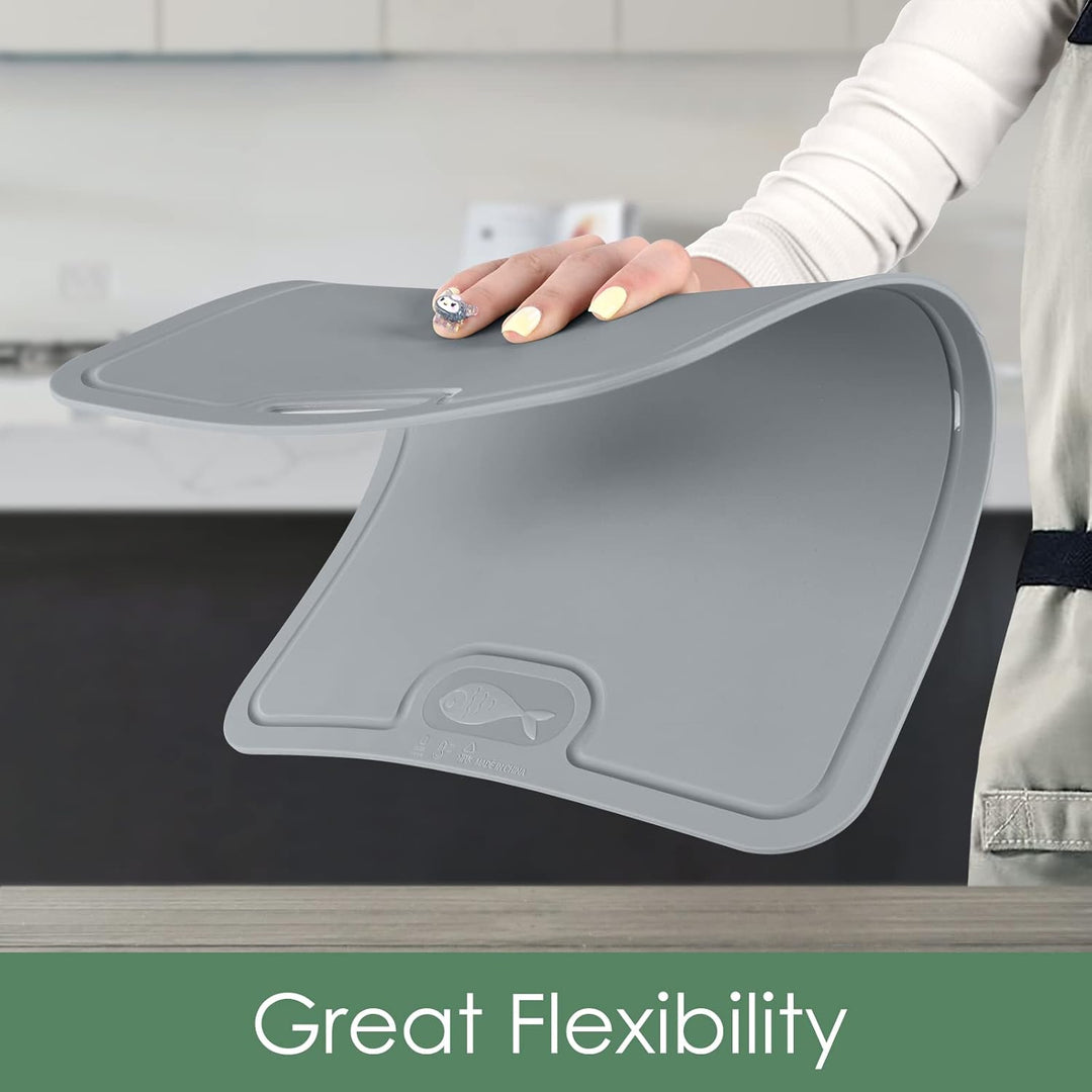 Gintan Flexibles TPU Schneidebrett, BPA-frei, mit Messer- und Saftrille, kratzfeste flexible Schneid