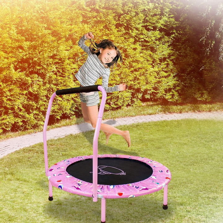 Trampolin Kinder,Ø 96cm Mini Trampolin Indoor mit,Jumping Trampolin Fitness Rebounder mit Verstellba