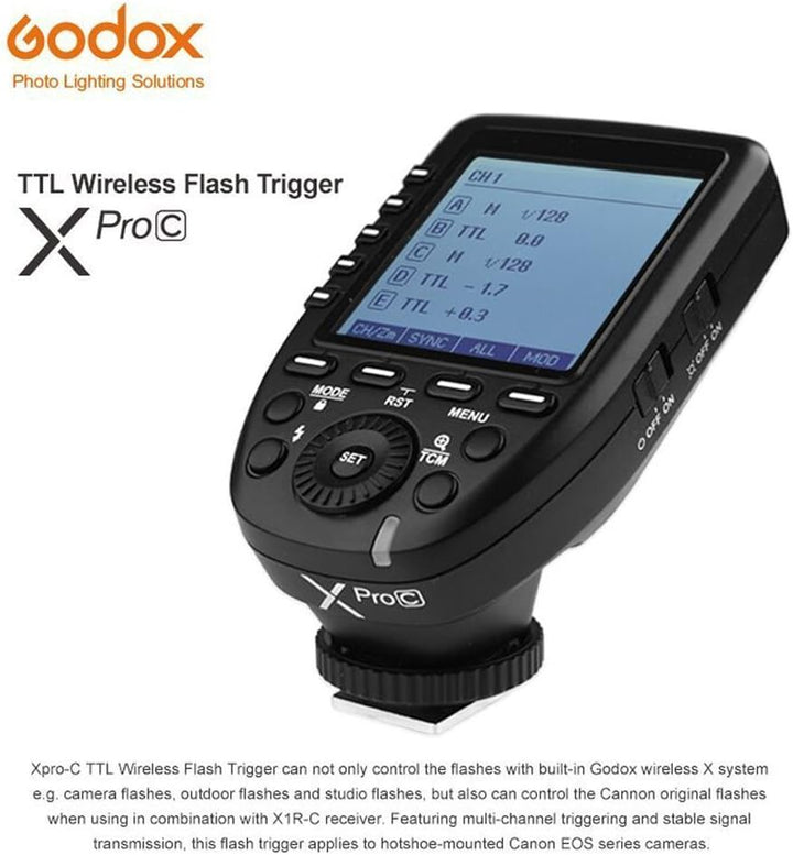 Godox Xpro-C Kamerablitz Abzug für Canon Wireless Remote 2,4 GHz 1/8000s HSS TTL-Konvertierung – Man