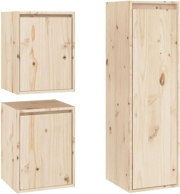 homiuse Wohnzimmer TV-Schränke 3 STK. Massivholz Kiefer Klassischen TV Schrank Set Wohnzimmer MöBel