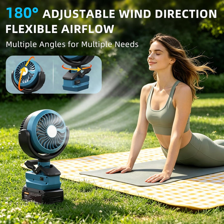 Tragbarer Clip-on-Ventilator für Bosch BAT618 18V Akkus (ohne Batterie) mit LED Leuchten für Baustel