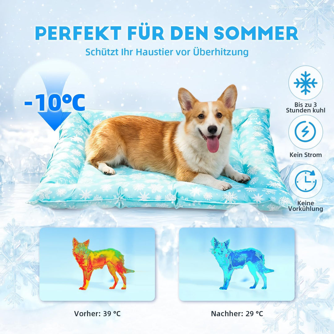Pawtasy Kühlmatte Katze Kühldecke Hund mit erhöhtem Rand für Freie Atmung Hundekühlmatte selbstkühle