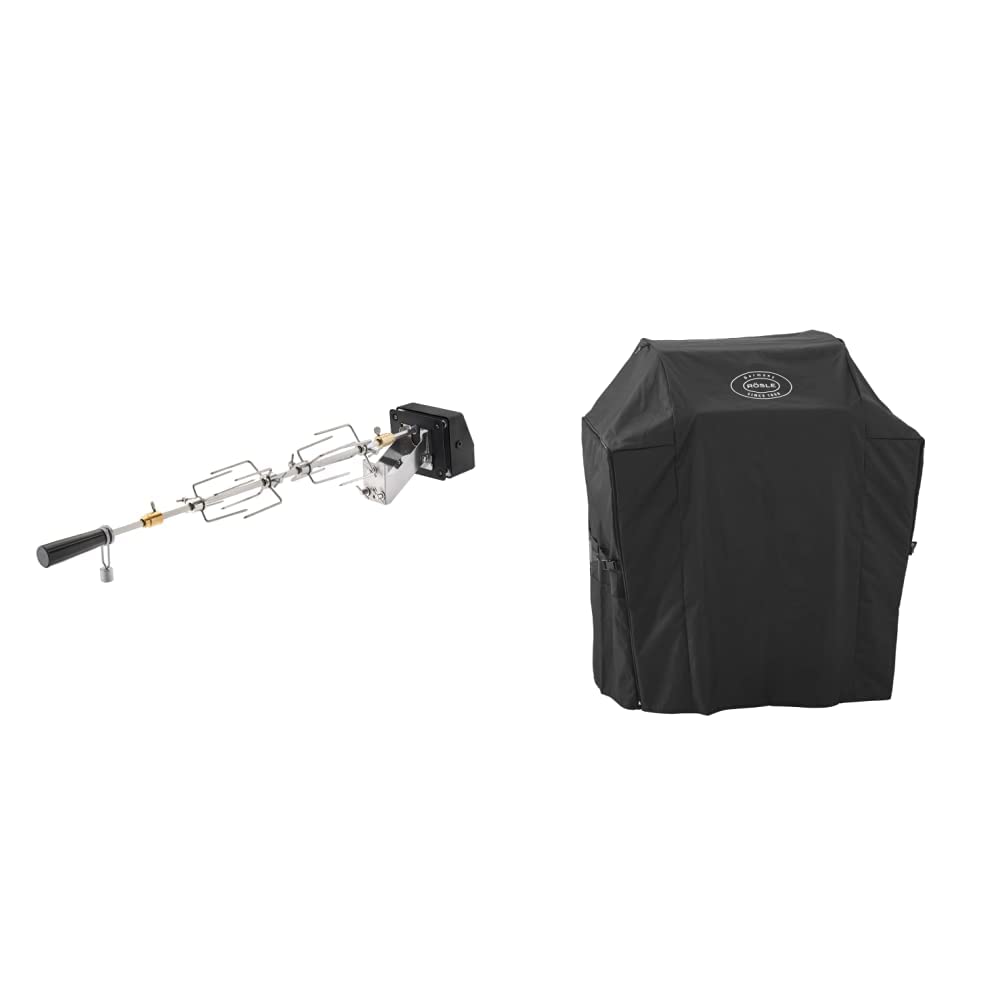 RÖSLE Premium-Drehspiess, Traglast 10 kg & Abdeckhaube BBQ-Station VIDERO G3/G3-S, Hochwertige Schüt