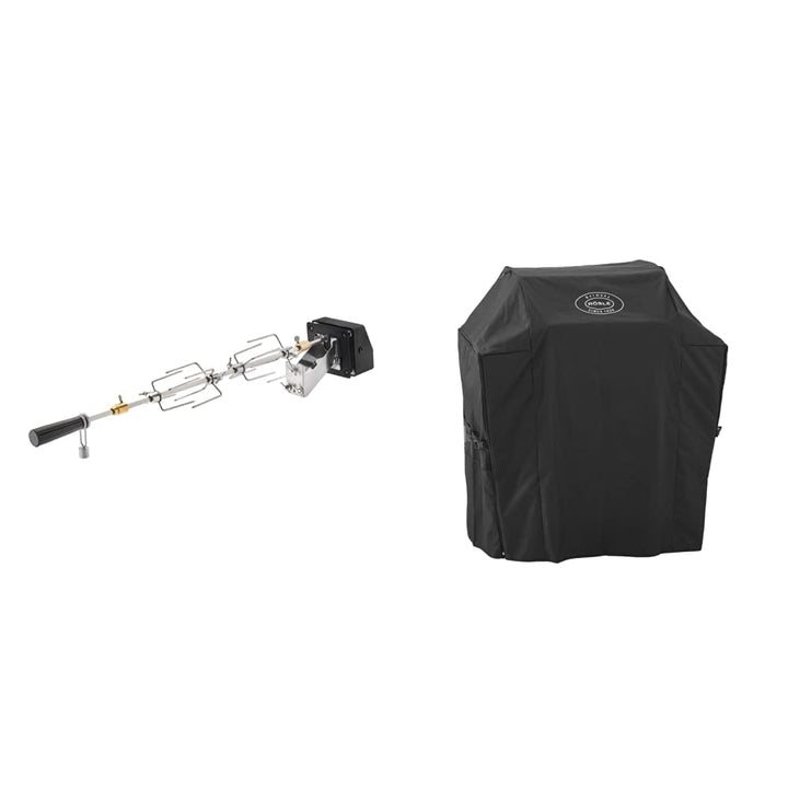 RÖSLE Premium-Drehspiess, Traglast 10 kg & Abdeckhaube BBQ-Station VIDERO G3/G3-S, Hochwertige Schüt
