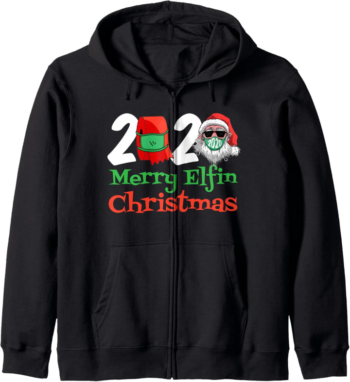 2020 Frohe Elfen Weihnachten Santa Face Mask Matching Family Kapuzenjacke