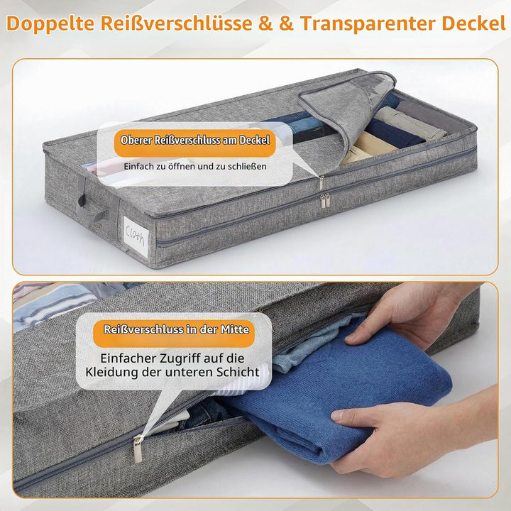 GARPROVM Stabil Unterbett Aufbewahrungsbox 2er Set, 85x40x12cm Formstabil Unterbettkommode Unterbett