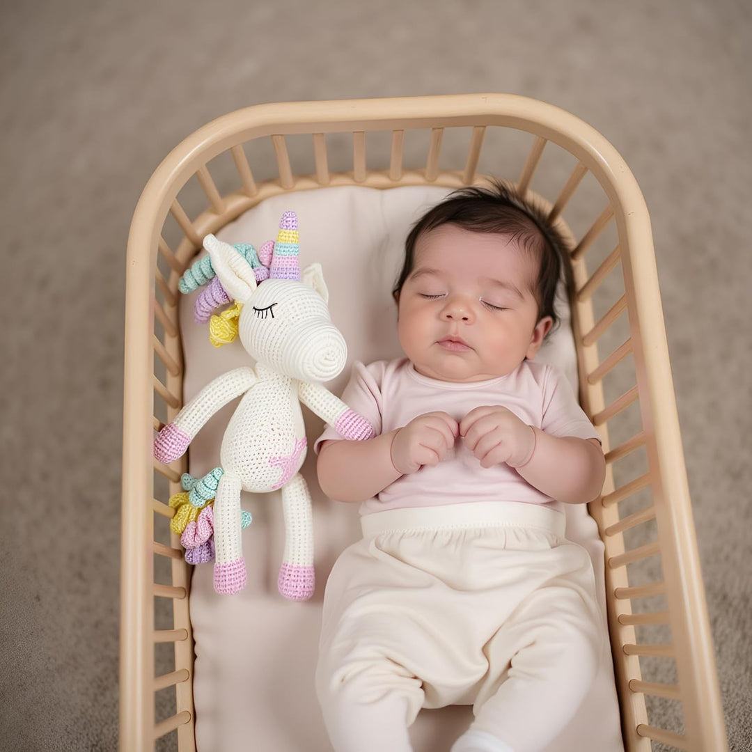 Handgehäkeltes Einhorn Stofftier, Amigurumi-Tierspielzeug, Handgehäkelte originelle Geschenke für Ba