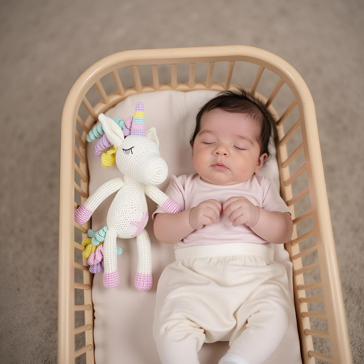 Handgehäkeltes Einhorn Stofftier, Amigurumi-Tierspielzeug, Handgehäkelte originelle Geschenke für Ba