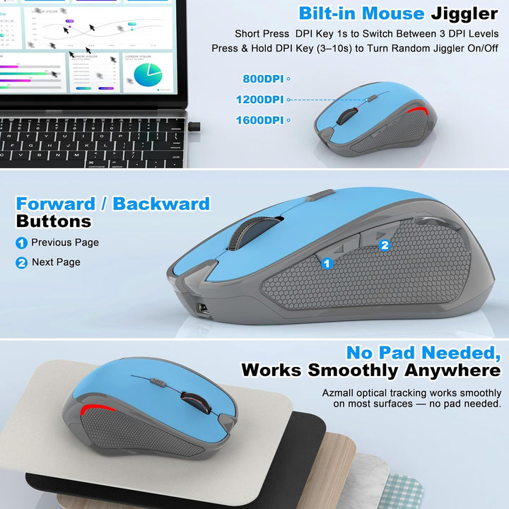 Ergonomische Maus Kabellos für Laptop/PC/MacBook/iPad, 2.4GHz & Bluetooth Büro Stumme Funkmaus, 1600