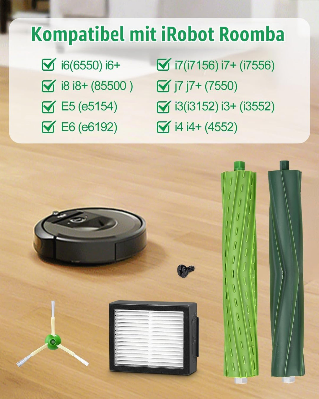 Ersatzteile für iRobot Roomba E/I/J Serie, i7 i7+ i3 i3+ i4 i4+ j7 j7+ E5 E6 Staubsauger, Bürsten Zu