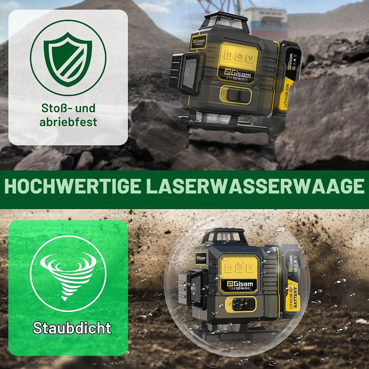 Kreuzlinienlaser mit Stativ,Multifunktionaler 4D-Laser mit 16 Linien, Fadenkreuz-Laser Wasserwaage,