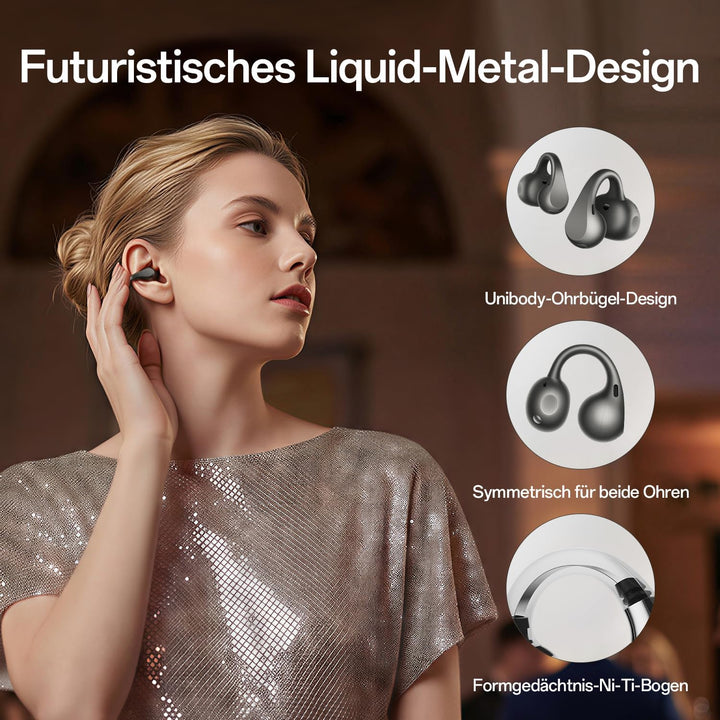 Oppo Enco Clip2 Open Ear Kopfhörer, Knochenleitungs-Anrufe,Grey, Grey