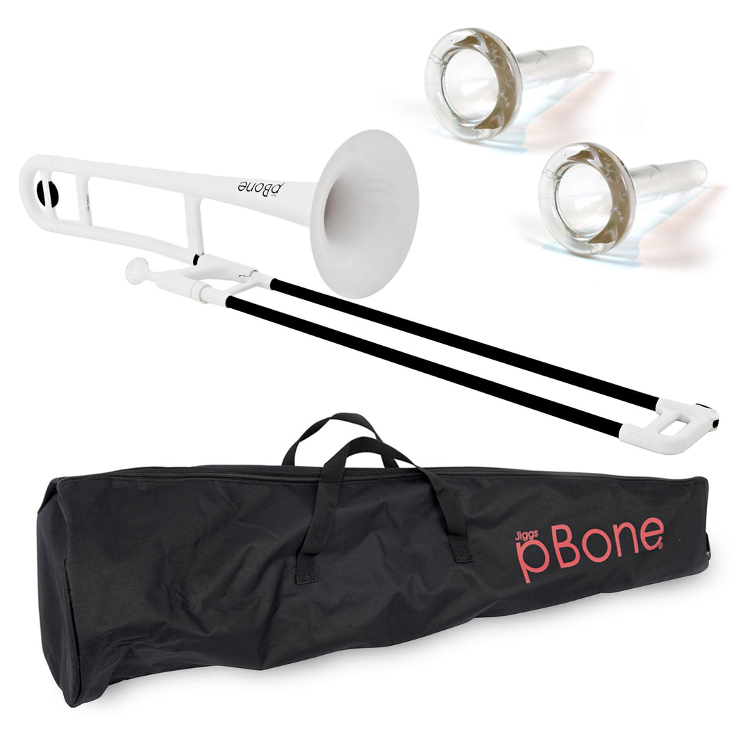 pBone Kunststoff Posaune weiss mit Tasche und Mundstück weiss Nur Instrument, weiss Nur Instrument