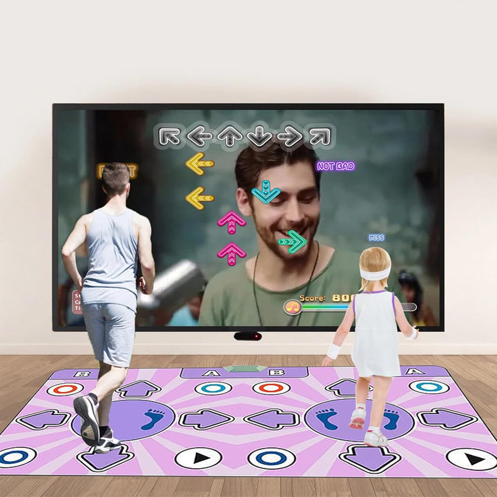 Tanzmatte 2 in 1 für TV und PC, elektronische Tanzmatte mit 2 Spiel-Controllern, LED-Tanzmatte mit L