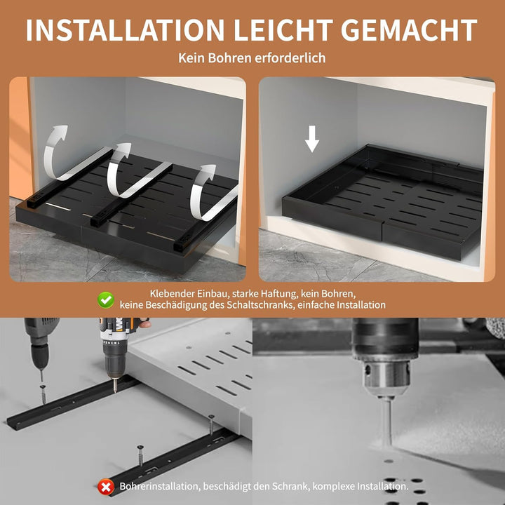 WIMEORS 2 Stück Ausziehbarer Schrank-Organizer, erweiterbar (32 cm - 51,8 cm),Teleskopschublademit S