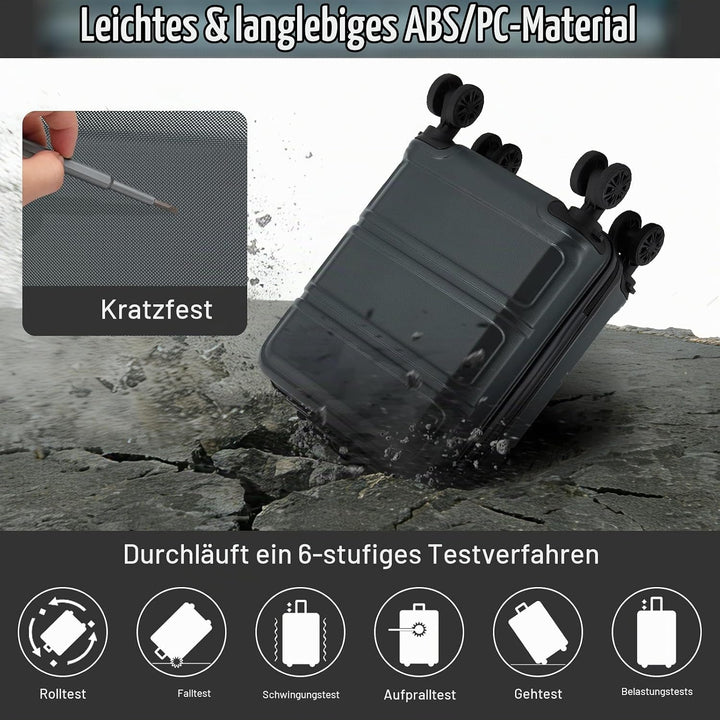 KONO Koffer Trolley Reisekoffer aus ABS+PC – Leichter Hartschalenkoffer mit 4 Zwillingsrollen und TS