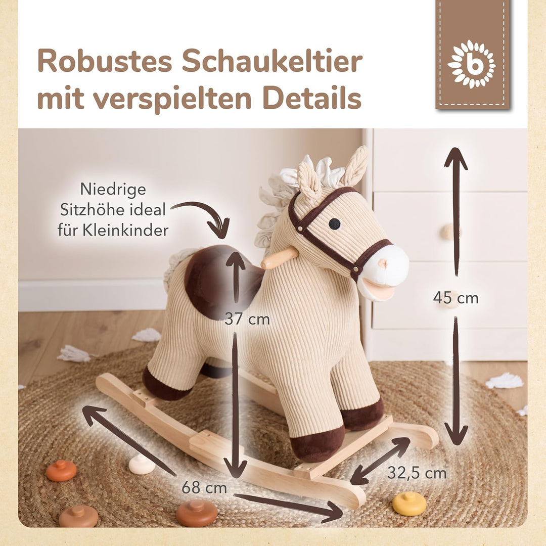 Bieco Plüsch Schaukeltier Pferd Lucky 68cm | Kinder Schaukelstuhl | Baby Schaukel | Schaukel Kleinki