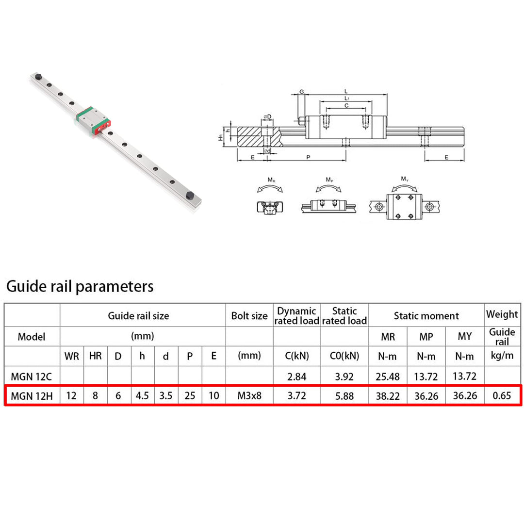 MGN12H 300MM linearführung schiene MGN12 linear rail mit MGN12H Carriage Block für 3D-Drucker und CN