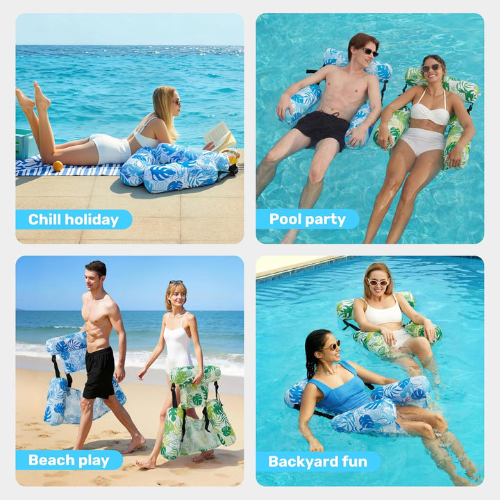 Sloosh Aufblasbare Wasser Pool Luftmatratze für Erwachsene, 2er schwimmende Pool-Flösse, Aufblasbare
