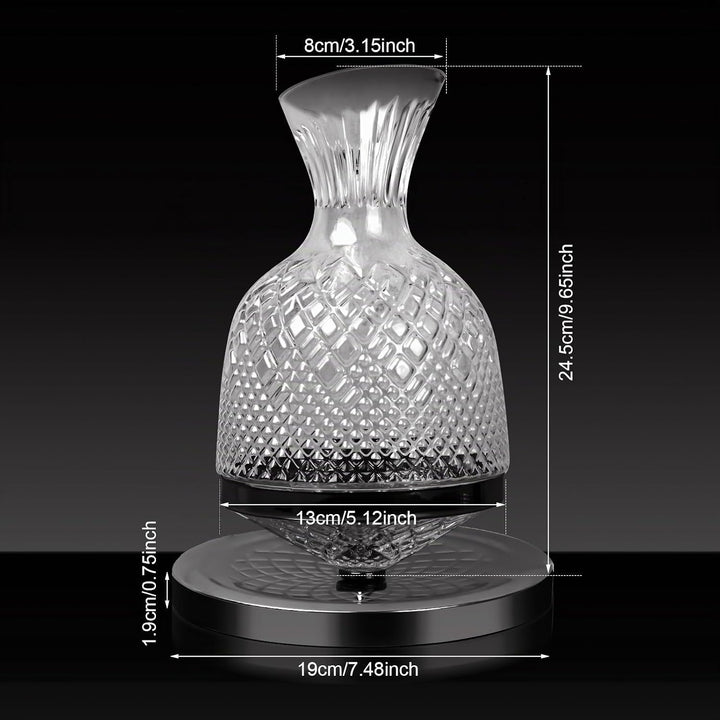 Granvoo Wein Dekanter 1500ML, 360° Drehbare Weinkaraffe, Dekantierer Tropffrei, Weindekanter, Rotwei