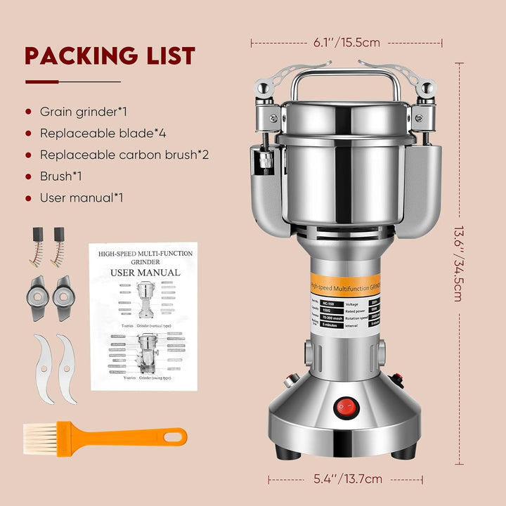 Kotsy Getreidemühle, 150 g, tragbar, 850 W, elektrische Gewürzmühle, 3 Klingen für verschiedene Getr