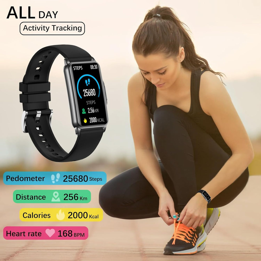 Smartwatch Damen, Schrittzähler Uhr IP68 Wasserdicht Fitness Tracker mit 123 Sportmodi, Fitnessuhr D