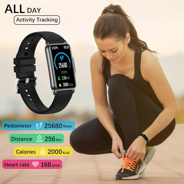 Smartwatch Damen, Schrittzähler Uhr IP68 Wasserdicht Fitness Tracker mit 123 Sportmodi, Fitnessuhr D