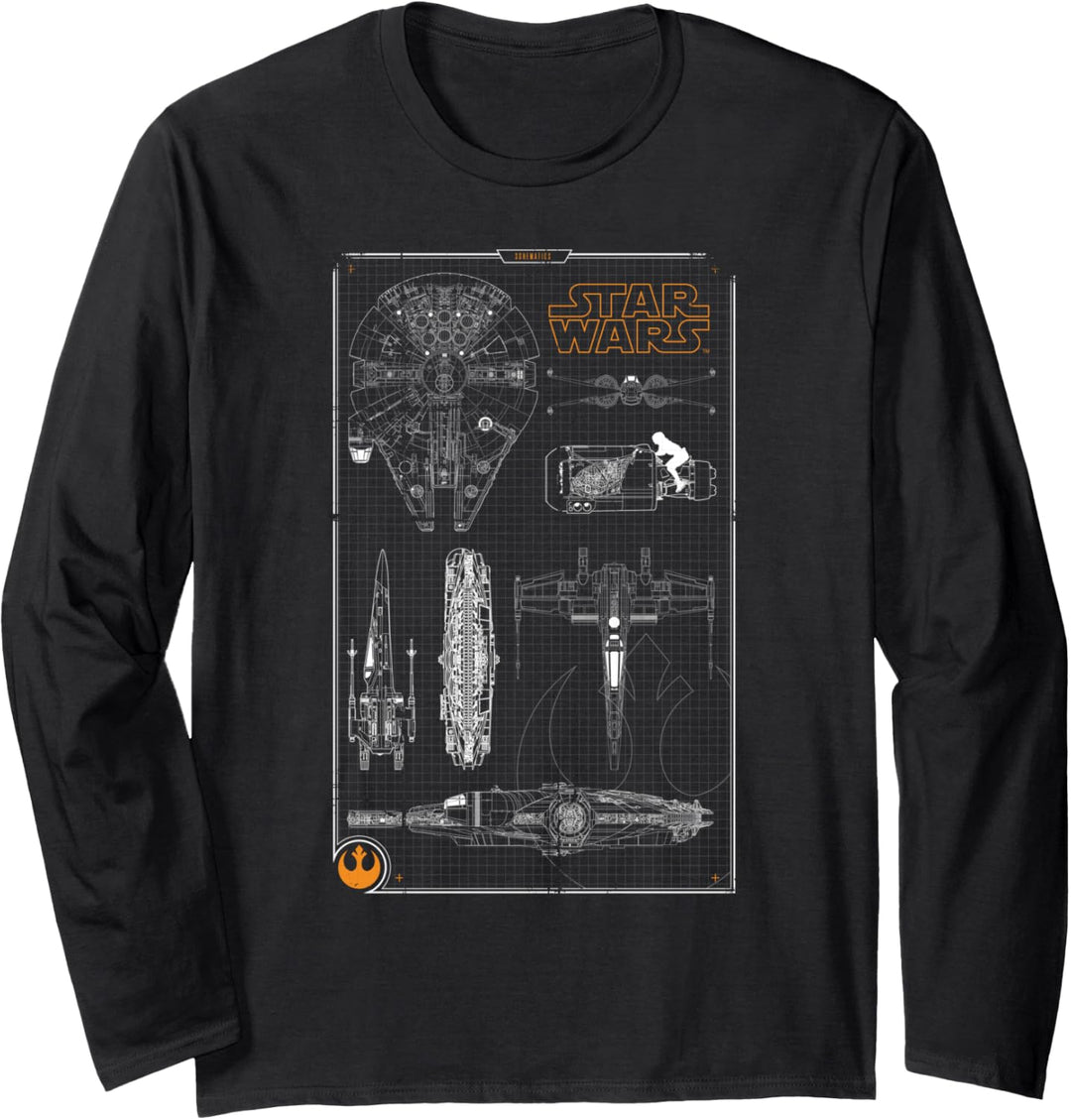 Star Wars Rebel Ship Schematics Dark Langarmshirt