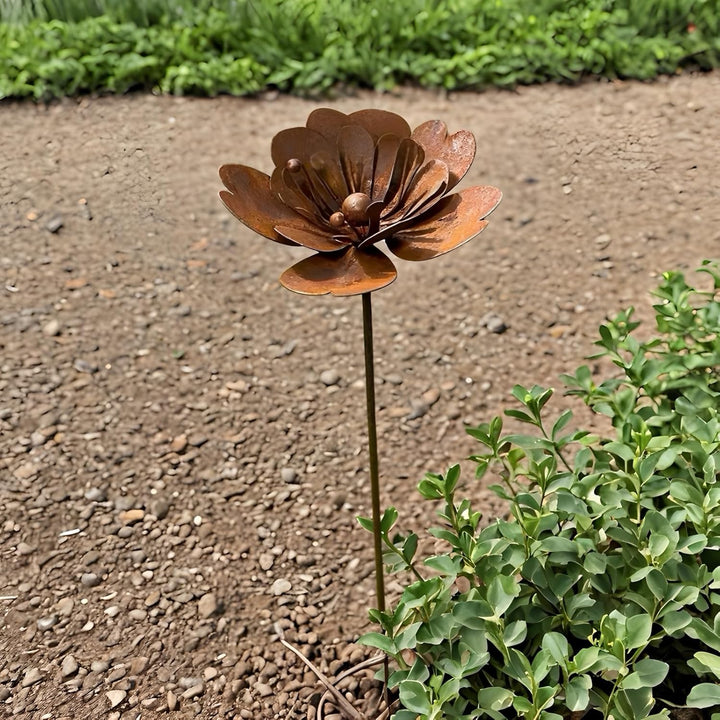 Gartendeko Set Rost Deko für Rostige Gartendeko Cortenstahl Gartenstecker rost Metall Blume Mohn Ran