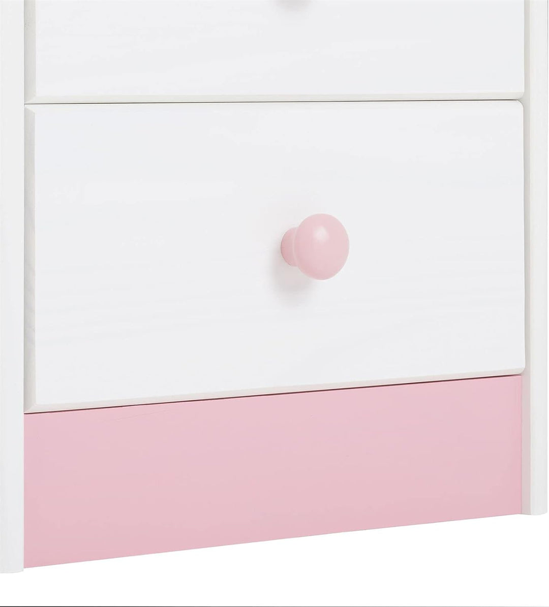IDIMEX Nachttisch Rondo, Kiefer massiv, weiss-rosa lackiert, 2 Schubladen, Landhausstil, Massivholz,