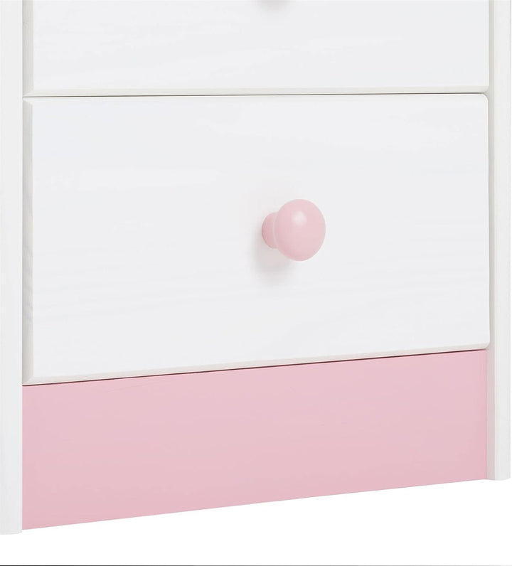 IDIMEX Nachttisch Rondo, Kiefer massiv, weiss-rosa lackiert, 2 Schubladen, Landhausstil, Massivholz,