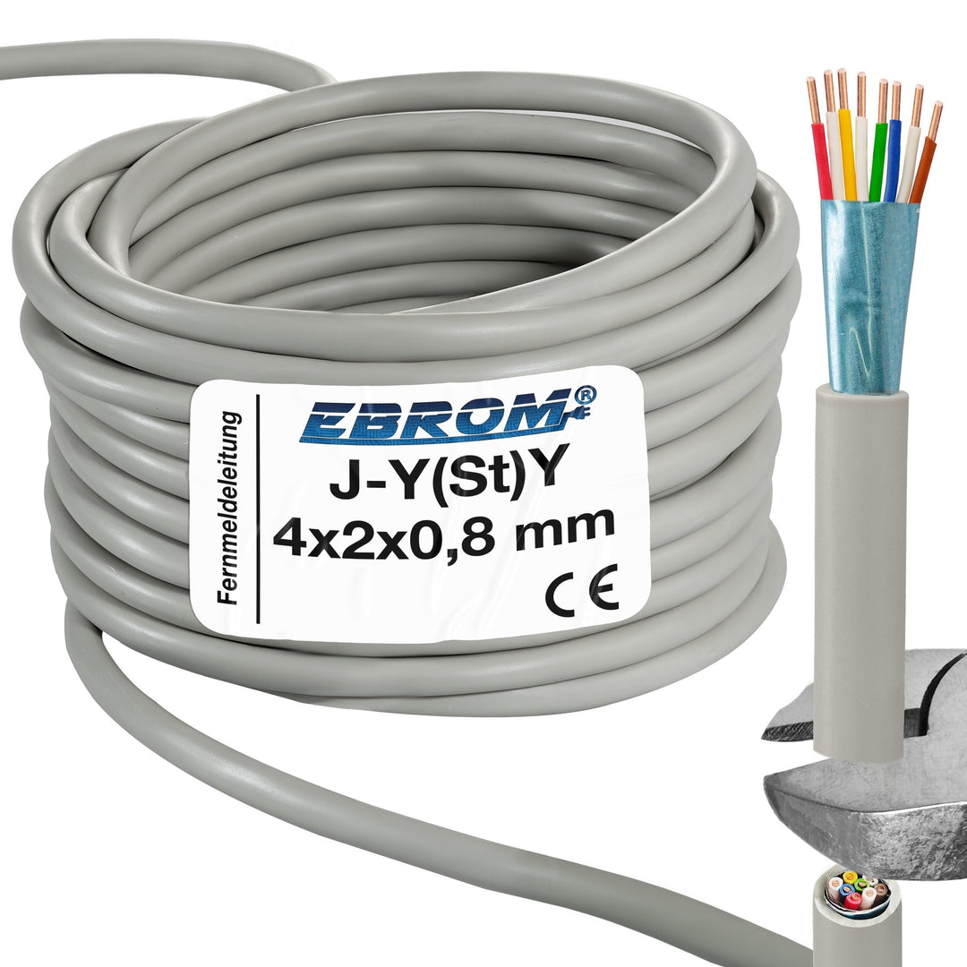 25 Meter J-Y(St) Y Fernmeldeleitung - Fernmeldekabel - Telefonkabel - Telefonleitung J-Y(St) Y 4x2x0