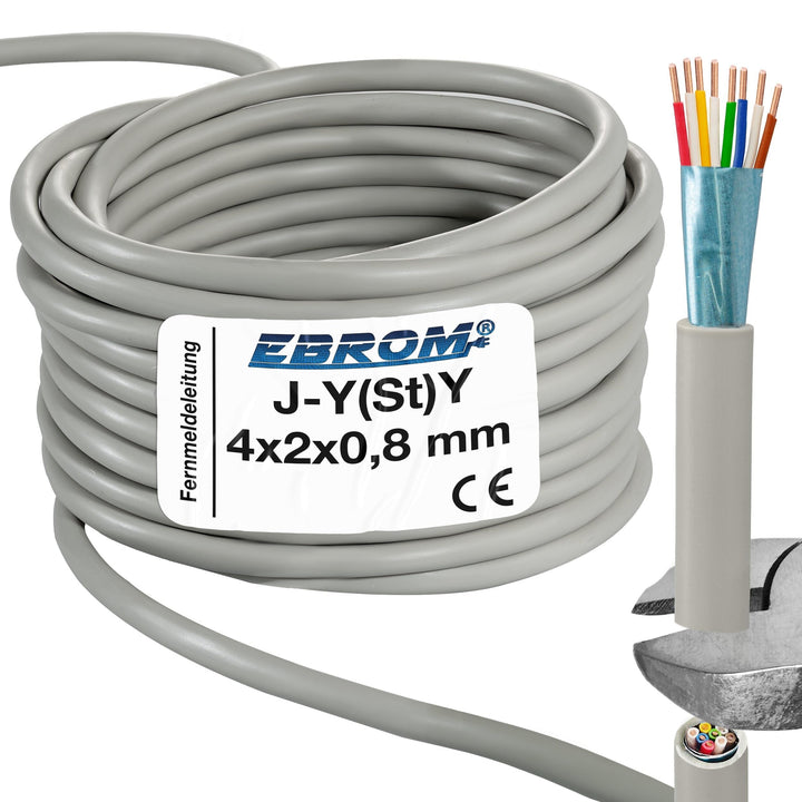 25 Meter J-Y(St) Y Fernmeldeleitung - Fernmeldekabel - Telefonkabel - Telefonleitung J-Y(St) Y 4x2x0