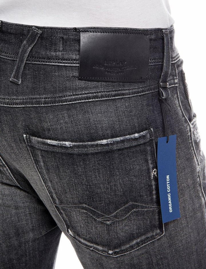 Replay Herren Jeans Anbass Slim-Fit Aged mit Power Stretch, 097 Dark Grey